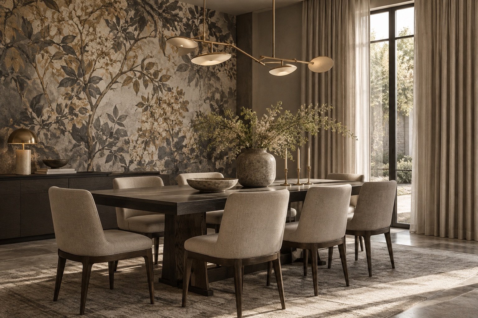 Botanik desenli premium duvar kağıdı